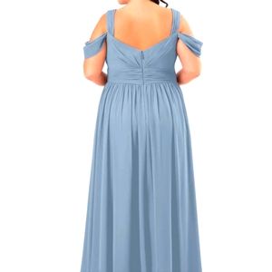 AZAZIE LIANNEA-Line Off the Shoulder Chiffon Floor-Length Dress Dusty Blue